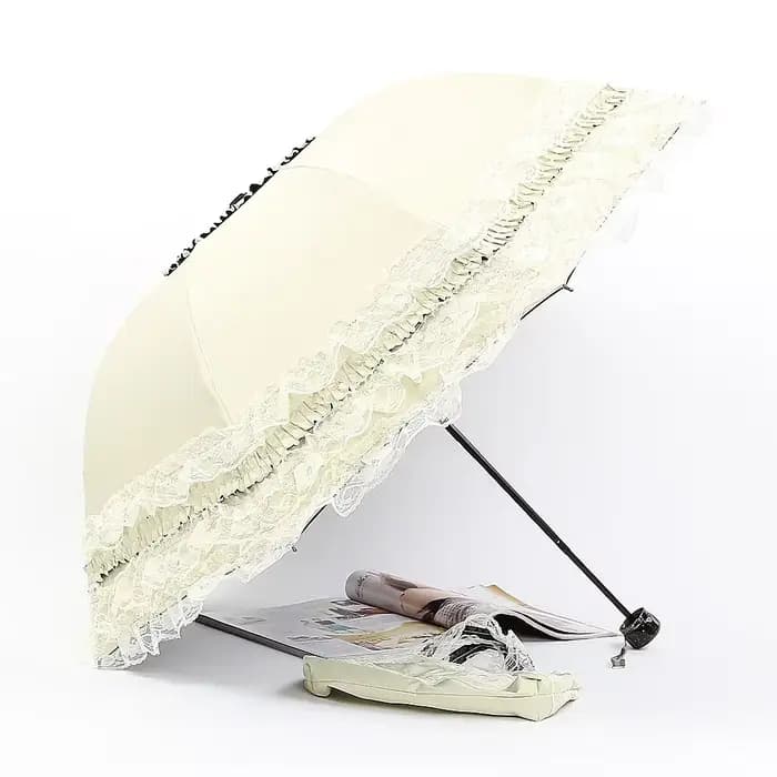Parasol en dentelle vintage Protection UV Parapluie pliant Parapluie pliant en dentelle élégant pour