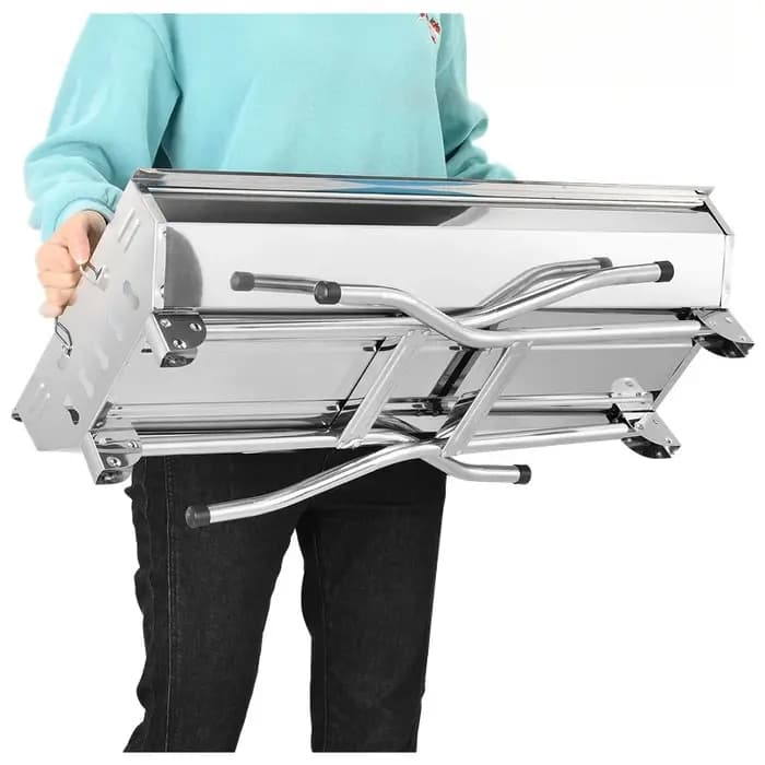 Barbecue portable pliable en acier inoxydable, grand barbecue au charbon de bois, barbecue familial pour le camping en plein air, barbecue de jardin