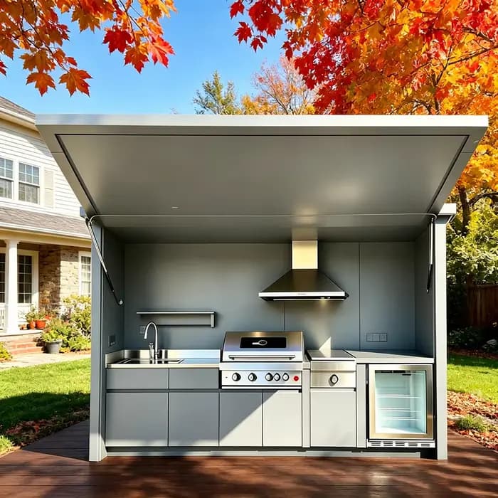 Meubles de cuisine extérieurs modernes et élégants avec configuration barbecue complète