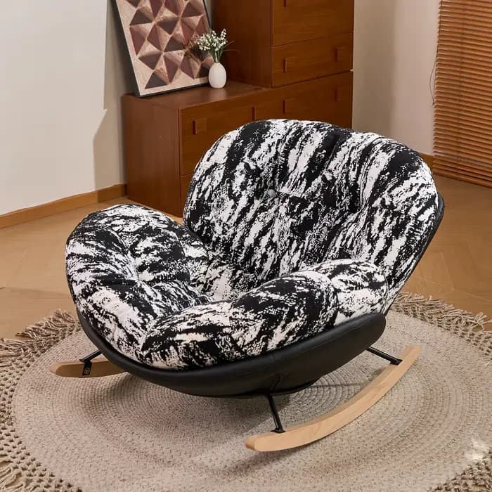 Fauteuil à bascule contemporain en forme d'œuf, élégant, avec repose-pieds inclinable, idéal pour le