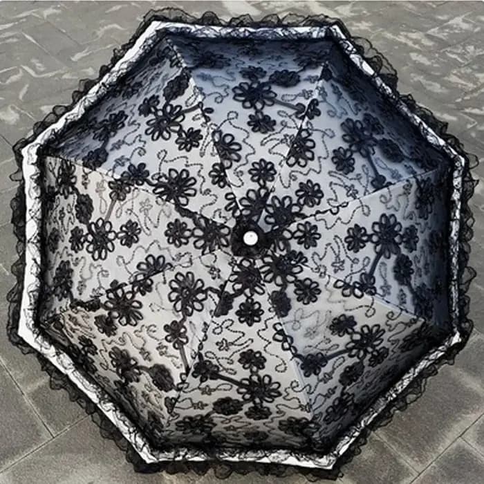 Parasol de soleil en dentelle double couche pour femme