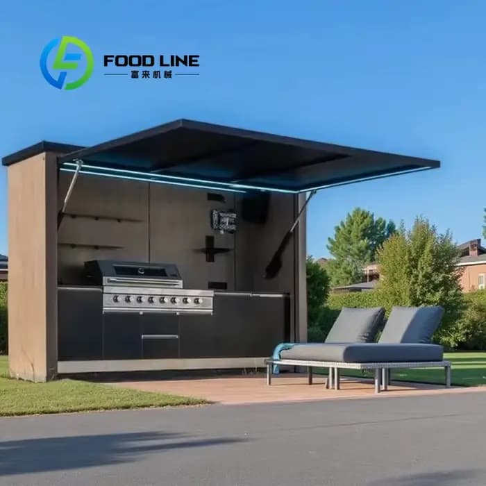 Abri modulaire personnalisé résistant aux intempéries avec cuisine extérieure intégrée