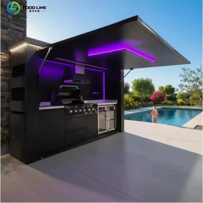 Abri de barbecue en acier et cuisine extérieure – Structure durable