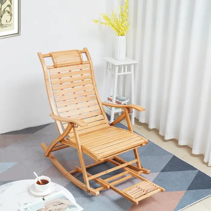 RapDuty-Chaise à Bascule Pliante en Bambou