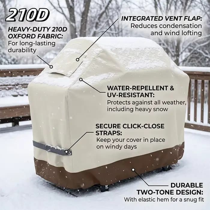 Housse de protection 210D beige pour barbecue à gaz extérieur