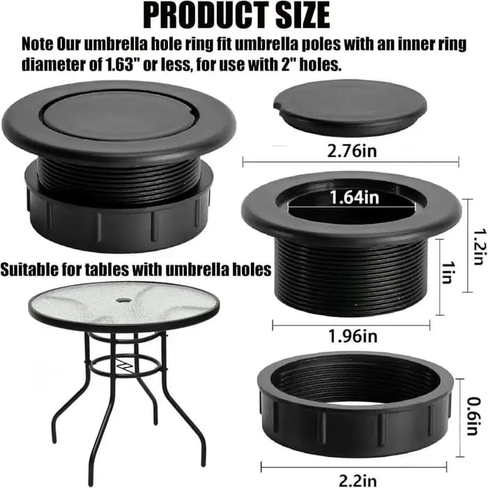 Bouchon d'anneau de trou de parapluie de Table de Patio Extra épais