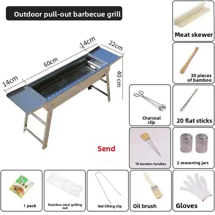 Nouveau barbecue portable pliable d'extérieur grande taille pour la famille