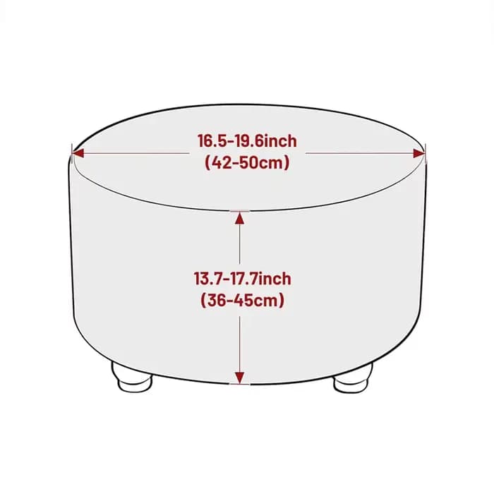 1 Housse de pouf ronde unie anti-salissure extensible pour repose-pieds de canapé et tabouret